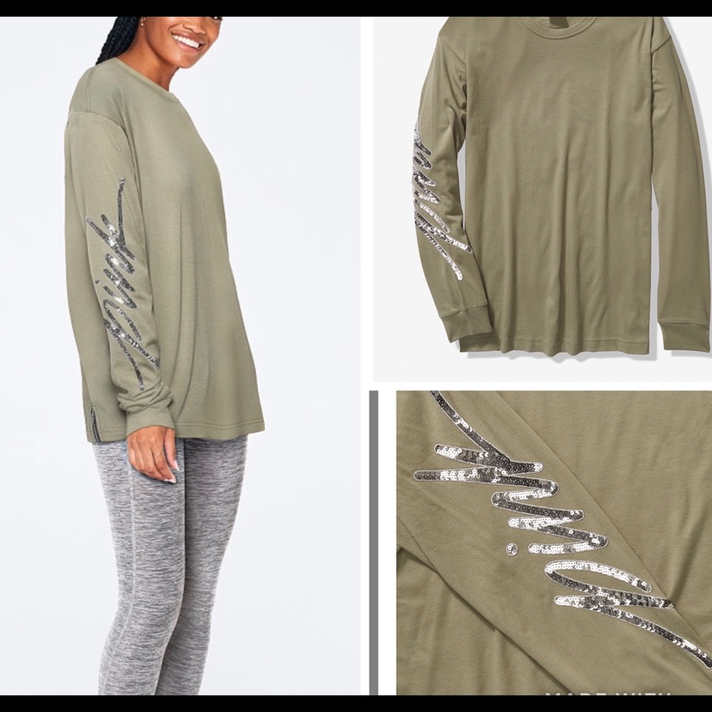 Large PINK Bling Full Sleeve Campus Tee